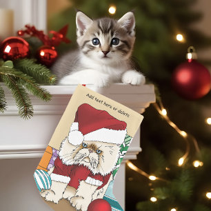 Persian Christmas Cat Small Christmas Stocking