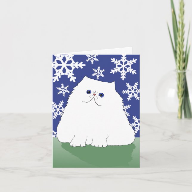 Persian Christmas Cat (small) Holiday Card (Front)