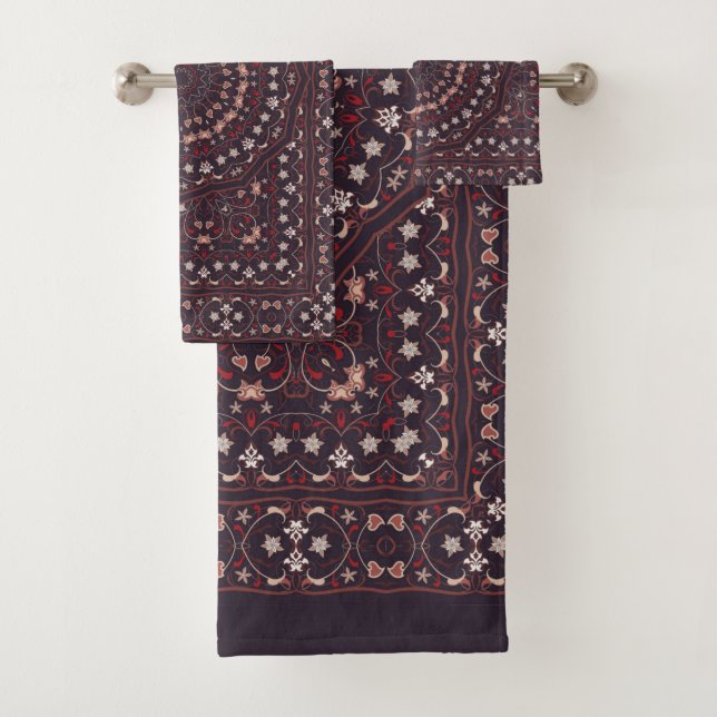 Persian coloured carpet bath towel set (Insitu)