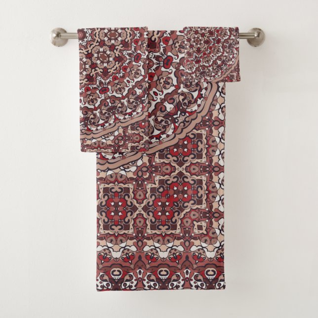 Persian coloured carpet bath towel set (Insitu)
