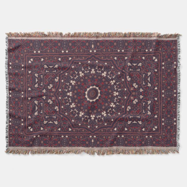 Persian coloured carpet throw blanket (Front)