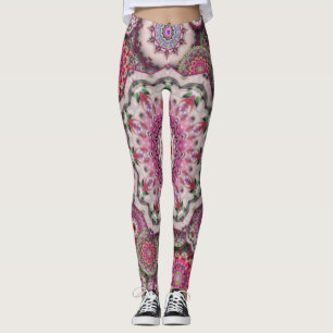 persian damask mosaic flowers mandala chic elegant leggings