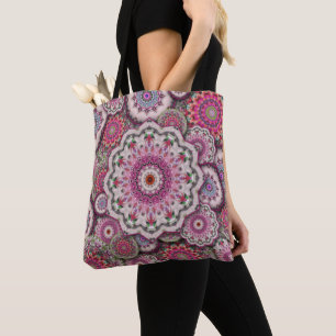 persian damask mosaic flowers mandala chic elegant tote bag