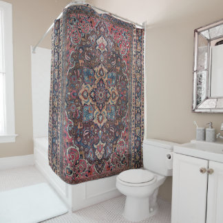 Persian Dusty Blue Pink Brown Shower Curtain