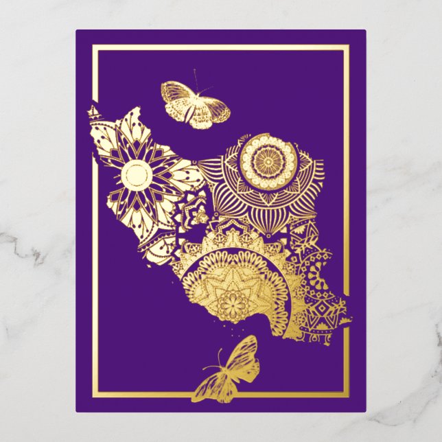 Persian Eid Mobarak Foil Postcard (Front)