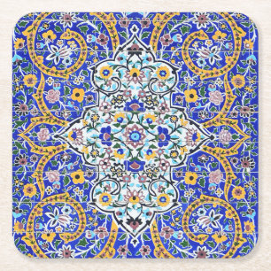 Persian elaborate tiled mural     square paper coaster