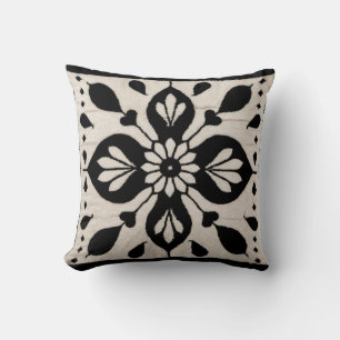 Persian Elegance: Handmade Black and White Kilim Cushion