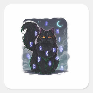 Persian Familiar – Halloween Witch Cat Square Sticker