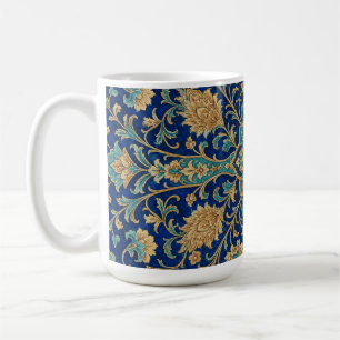 Persian Floral Arabesque Pattern Royal Blue Coffee Mug