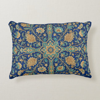 Persian Floral Arabesque Pattern Royal Blue  Decorative Cushion