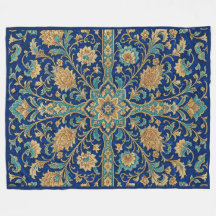 Persian Floral Arabesque Pattern Royal Blue 