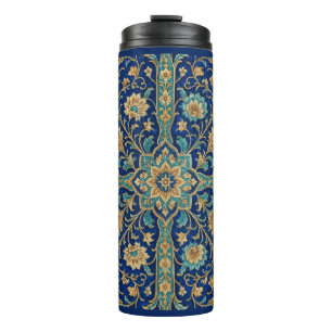 Persian Floral Arabesque Pattern Royal Blue  Thermal Tumbler