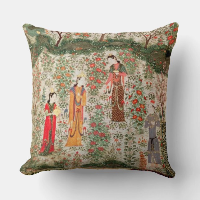 Persian Garden, 15th century (w/c on paper) Cushion (Front)