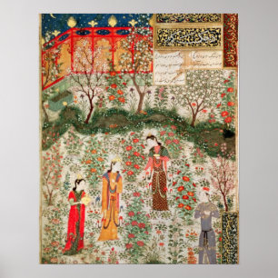 Persian Garden, 15th century (w/c on paper) Poster