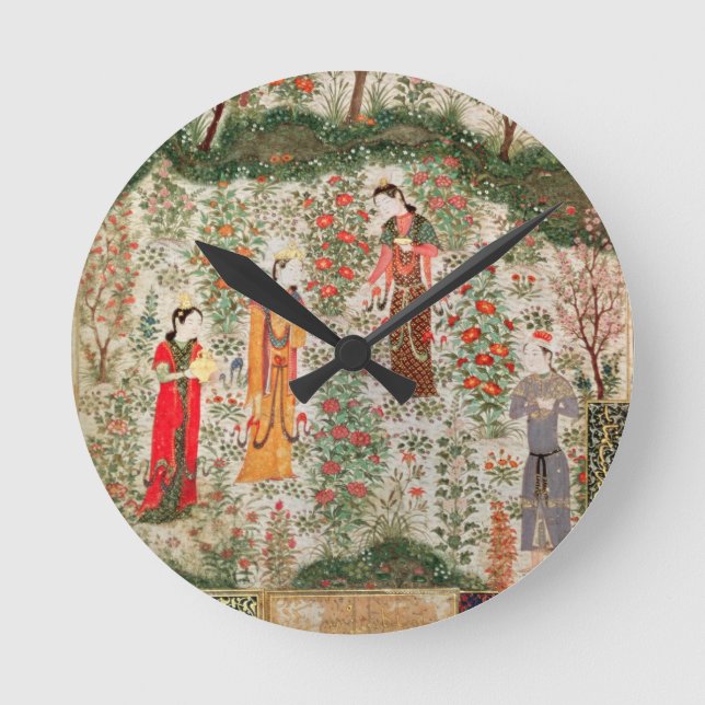 Persian Garden, 15th century (w/c on paper) Round Clock (Front)