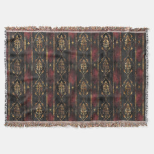Persian Gold Damask Noir Pattern (3) Throw Blanket