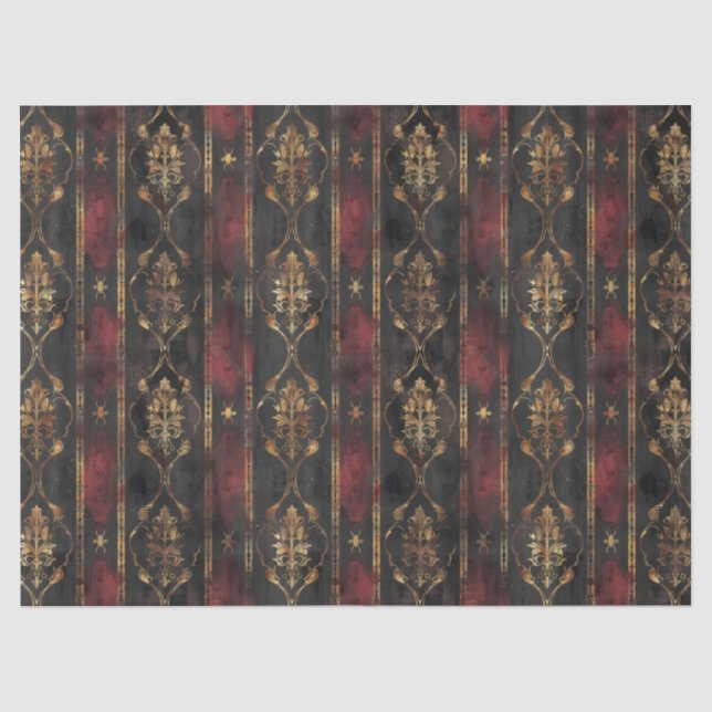 Persian Gold Damask Noir Pattern (3) Tissue Paper (Front)
