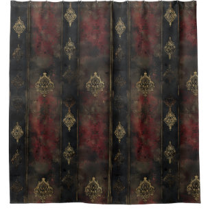 Persian Gold Damask Noir Pattern (4) Shower Curtain