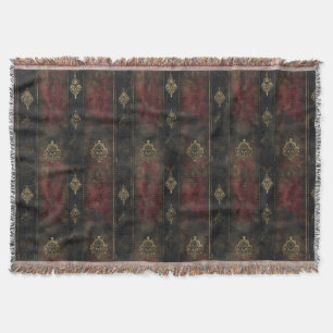 Persian Gold Damask Noir Pattern (4) Throw Blanket