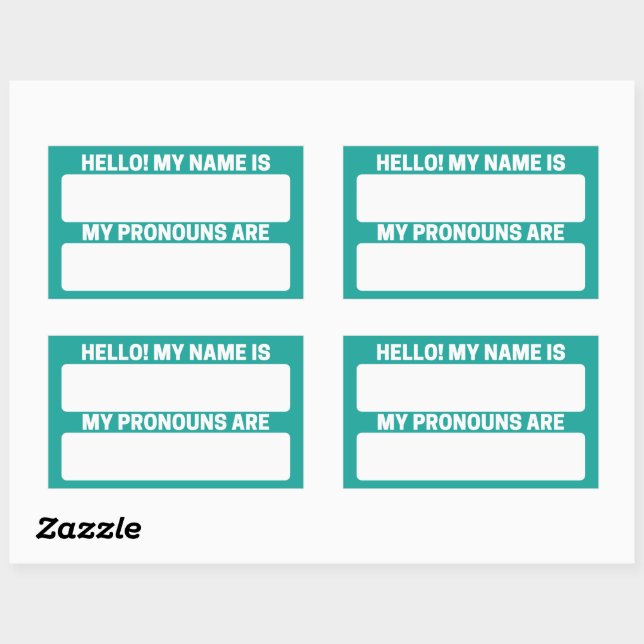 Persian Green Name & Pronoun Labels (Sheet)