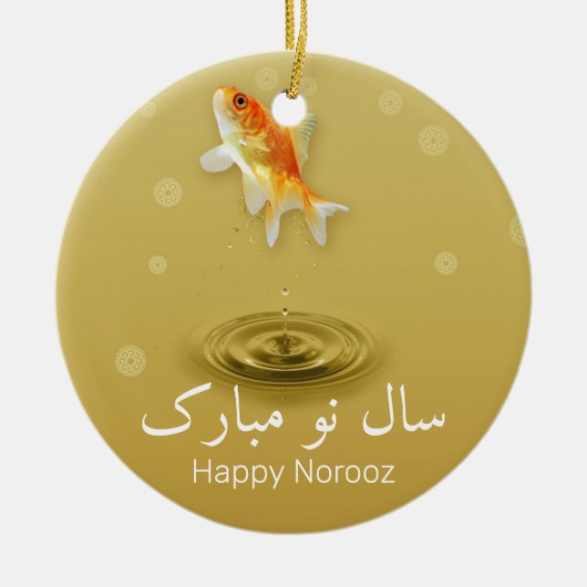 Persian Happy New Year Norooz Fish Ceramic Ornament (Front)