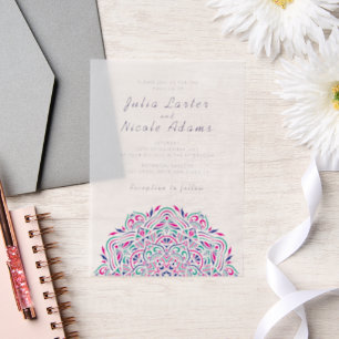 Persian Jewel Arch Ordinate Mandala Wedding Vellum Invitations