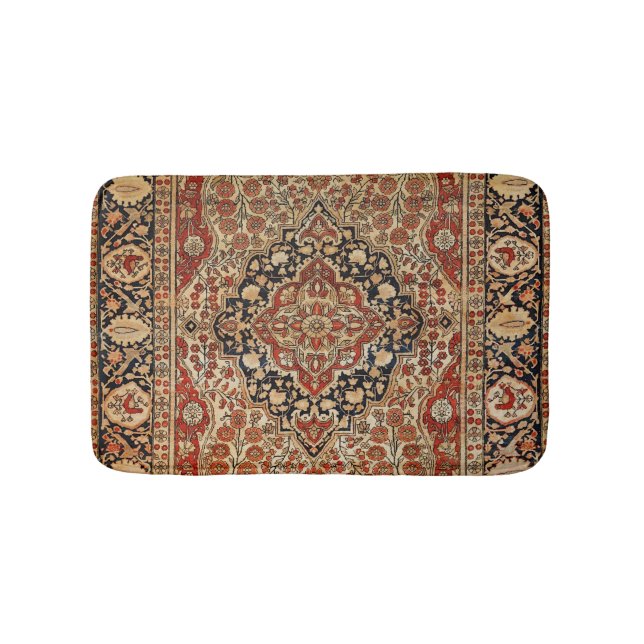 Persian Kashan Burnt Orange Yellow  Bath Mat (Front)