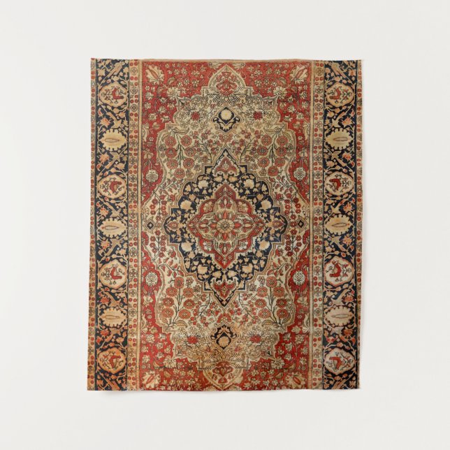Persian Kashan Burnt Orange Yellow  Tapestry (Front)