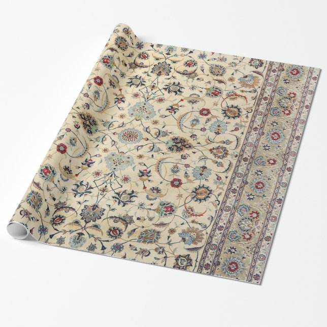 Persian Kashan Dusty Baby Blue  Wrapping Paper (Unrolled)