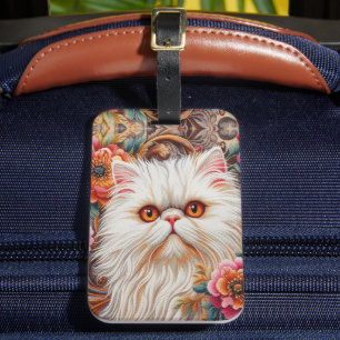 Persian Kitten Flowers, Floral Delight Persian Cat Luggage Tag