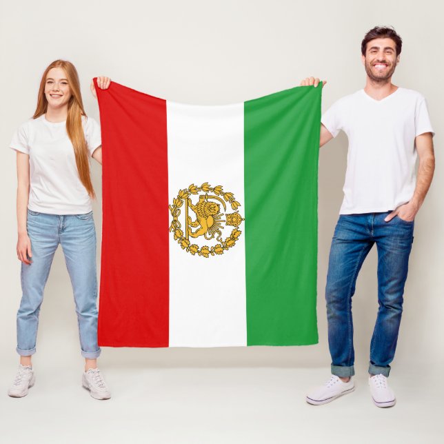 Persian Lion And Sun Flag Crown Pahlavi Monarchy Fleece Blanket (In Situ)