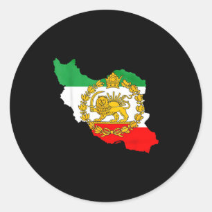 Persian lion, iran map, iranian flag, lion &amp; classic round sticker