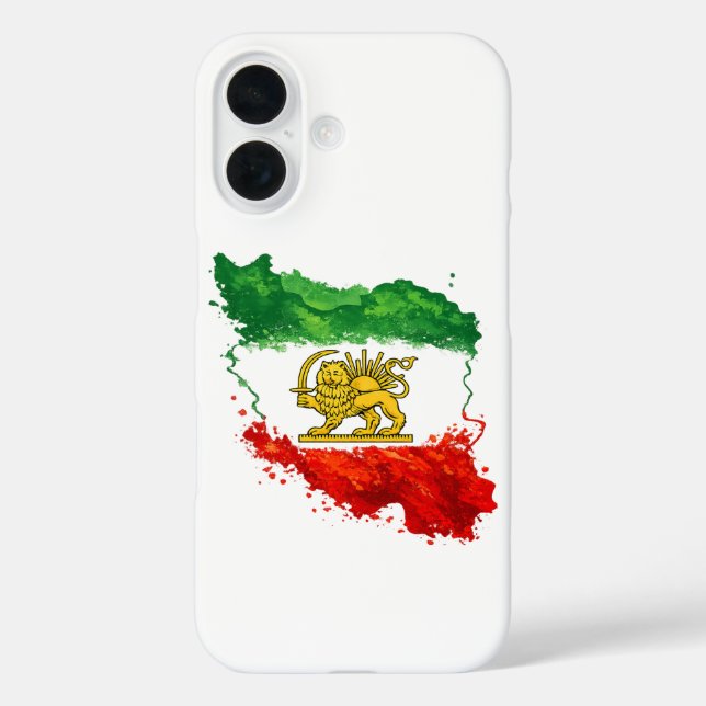 Persian Lion & Sun iPhone 16 Case | Iran Map Phone (Back)