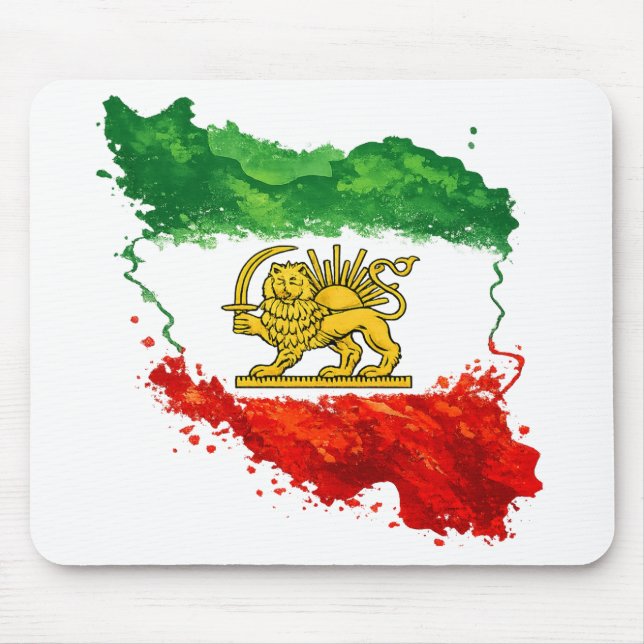 Persian Lion & Sun Mouse Pad | Iran Map Desk Mat | (Front)