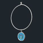 Persian Magen David Menorah Bangle Bracelet<br><div class="desc">This image was adapted from an antique Persian Jewish tile and features a menorah with a Magen David (Star of David) framed by olive branches.  The imperfections of the original,  hand-painted image have been preserved. Add your own text and you may change the background colour.</div>