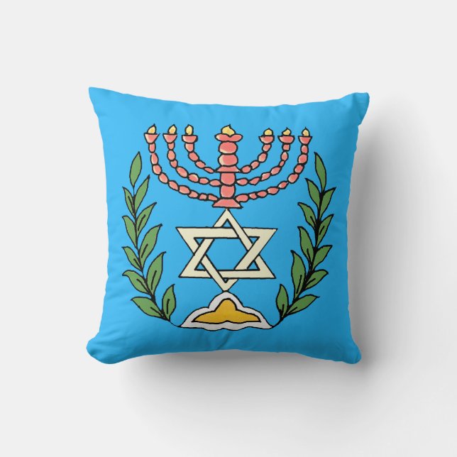 Persian Magen David Menorah Cushion (Front)