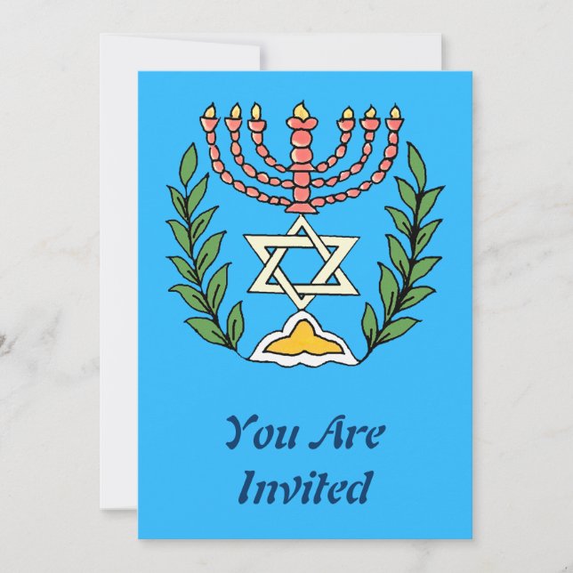 Persian Magen David Menorah Invitation (Front)