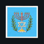 Persian Magen David Menorah Napkin<br><div class="desc">This image was adapted from an antique Persian Jewish tile and features a menorah with a Magen David (Star of David) framed by olive branches.  The imperfections of the original,  hand-painted image have been preserved.</div>