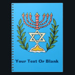 Persian Magen David Menorah Notebook<br><div class="desc">This image was adapted from an antique Persian Jewish tile and features a menorah with a Magen David (Star of David) framed by olive branches.  The imperfections of the original,  hand-painted image have been preserved.</div>