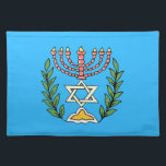 Persian Magen David Menorah Placemat<br><div class="desc">This image was adapted from an antique Persian Jewish tile and features a menorah with a Magen David (Star of David) framed by olive branches.  The imperfections of the original,  hand-painted image have been preserved.</div>