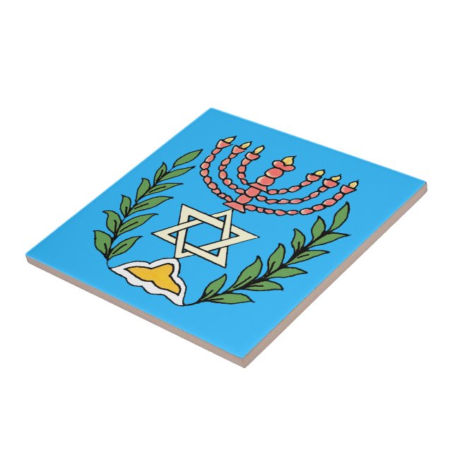 Persian Magen David Menorah Tile (Side)