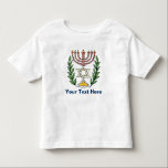 Persian Magen David Menorah Toddler T-Shirt<br><div class="desc">This image was adapted from an antique Persian Jewish tile and features a menorah with a Magen David (Star of David) framed by olive branches.  The imperfections of the original,  hand-painted image have been preserved.</div>