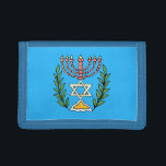 Persian Magen David Menorah Trifold Wallet<br><div class="desc">This image was adapted from an antique Persian Jewish tile and features a menorah with a Magen David (Star of David) framed by olive branches.  The imperfections of the original,  hand-painted image have been preserved.</div>