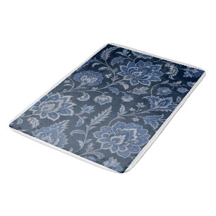 Persian Midnight Garden Luxury Navy Blue Bath Mat