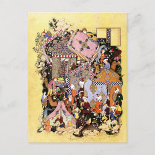 Persian Miniature: Majnun Approaches Layla Caravan Postcard