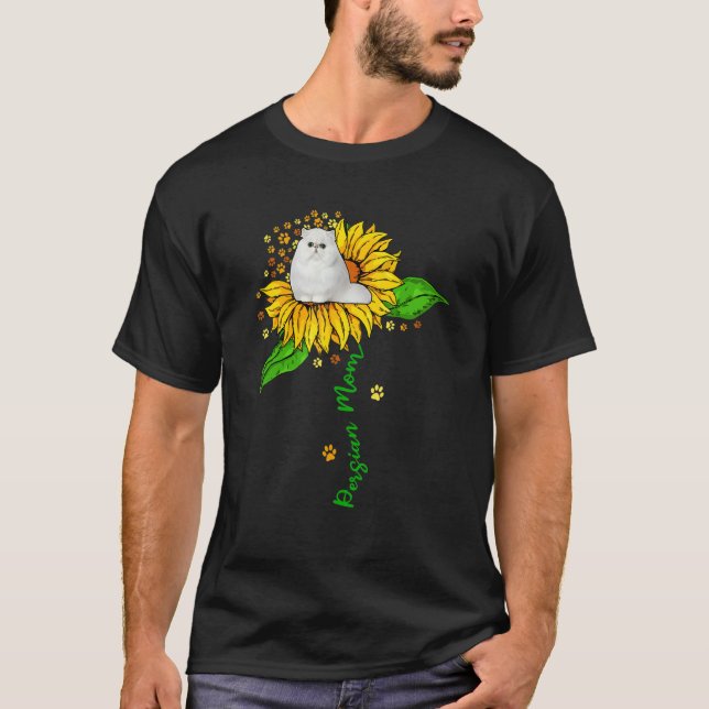 Persian Mom Cute Cat On Sunflower Paws Lover Mothe T-Shirt (Front)