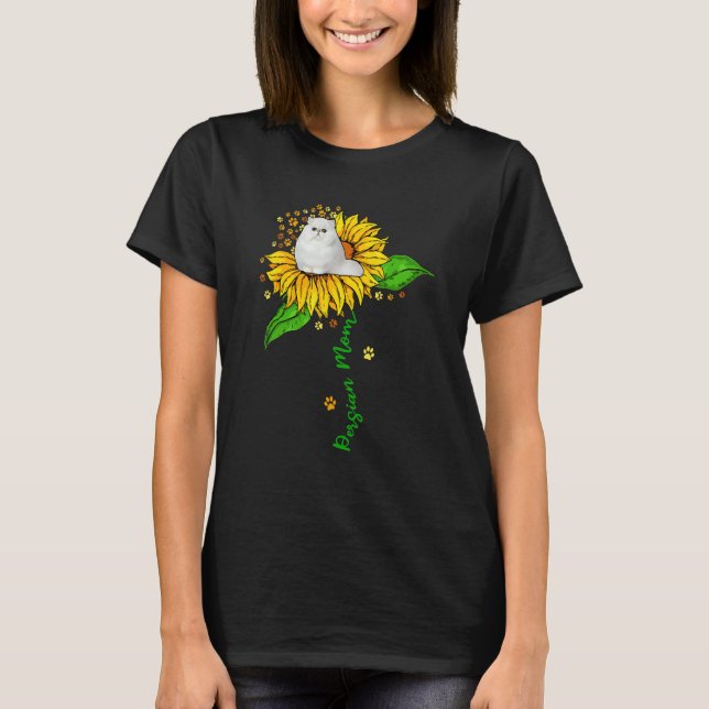 Persian Mom Cute Cat On Sunflower Paws Lover Mothe T-Shirt (Front)