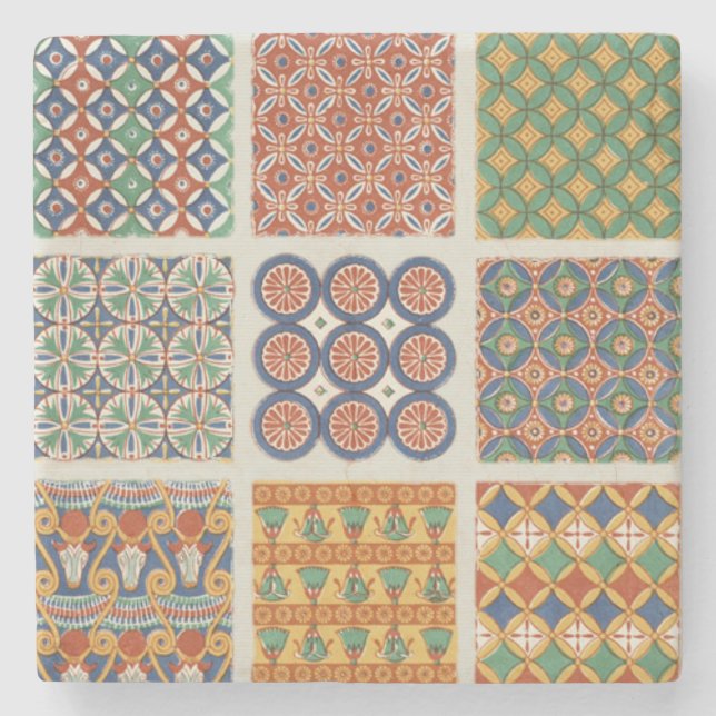 Persian Mosaic Tile Marble Coasters (Front)