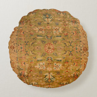 Persian Muted Green Yellow Blue Round Cushion