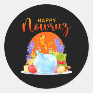 Persian New Year Happy Nowruz Goldfish Sabzeh Classic Round Sticker